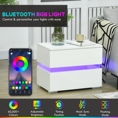 Table de chevet moderne avec éclairage LED RGB