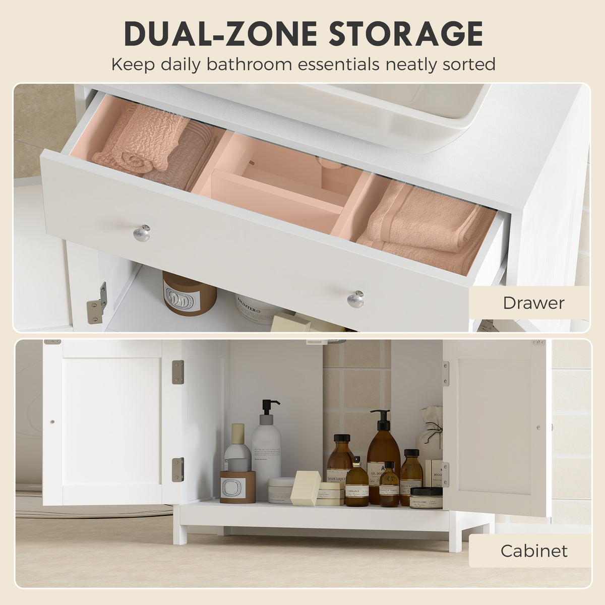 Meuble-lavabo autoportant de salle de bain avec tiroir