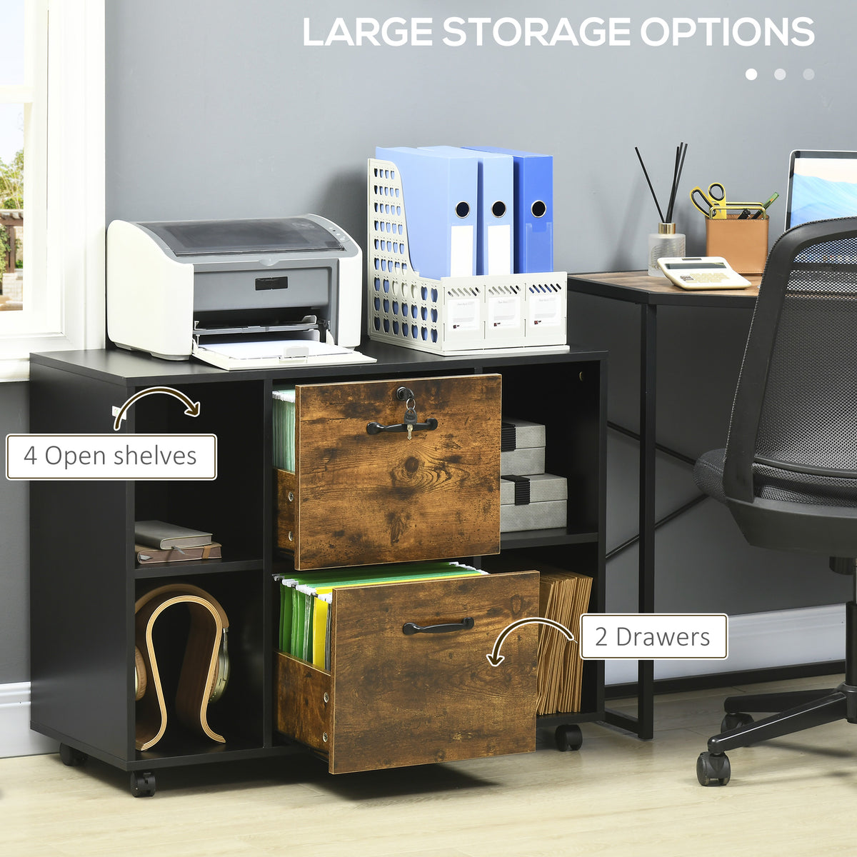Caisson de bureau mobile et verrouillable