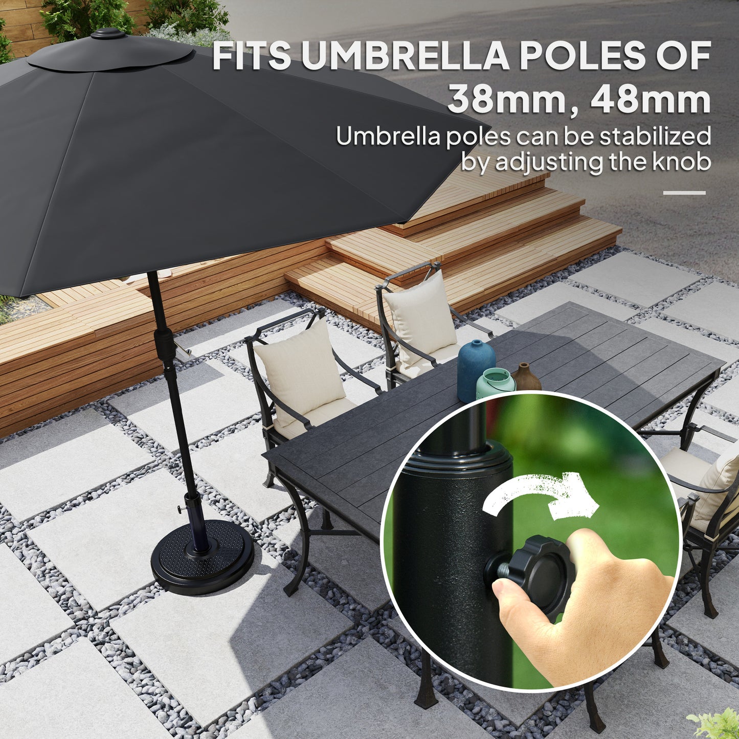 Socle de parasol rond HDPE 22 kg