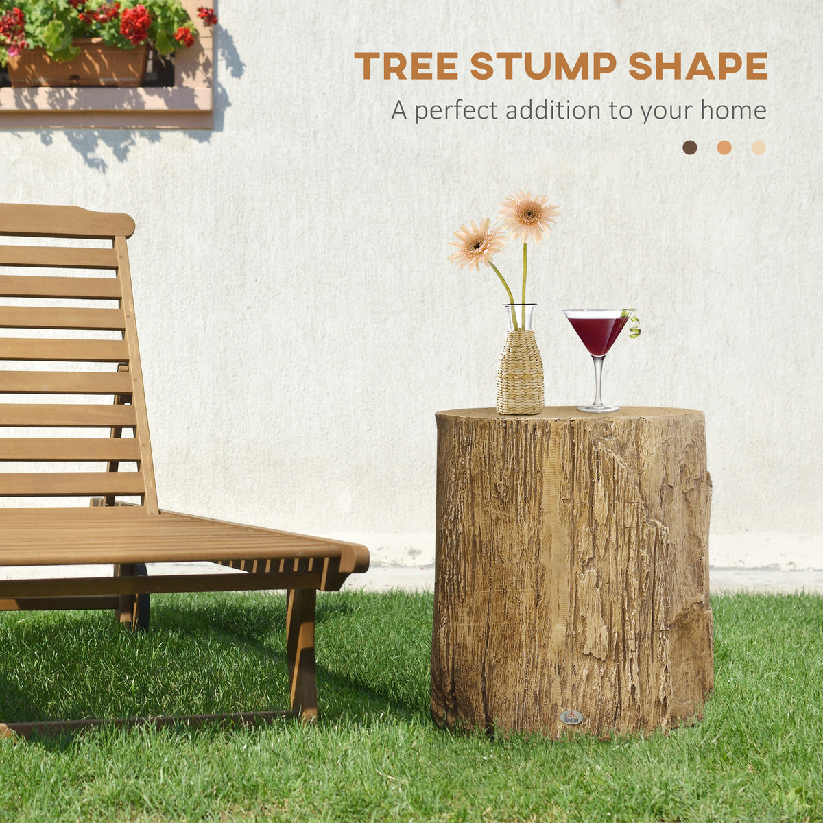 Table d'appoint tronc d'arbre effet béton