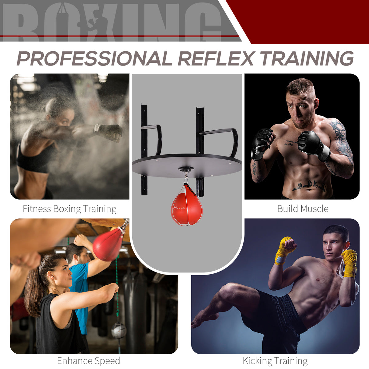 Plateforme de sac de vitesse de boxe murale réglable