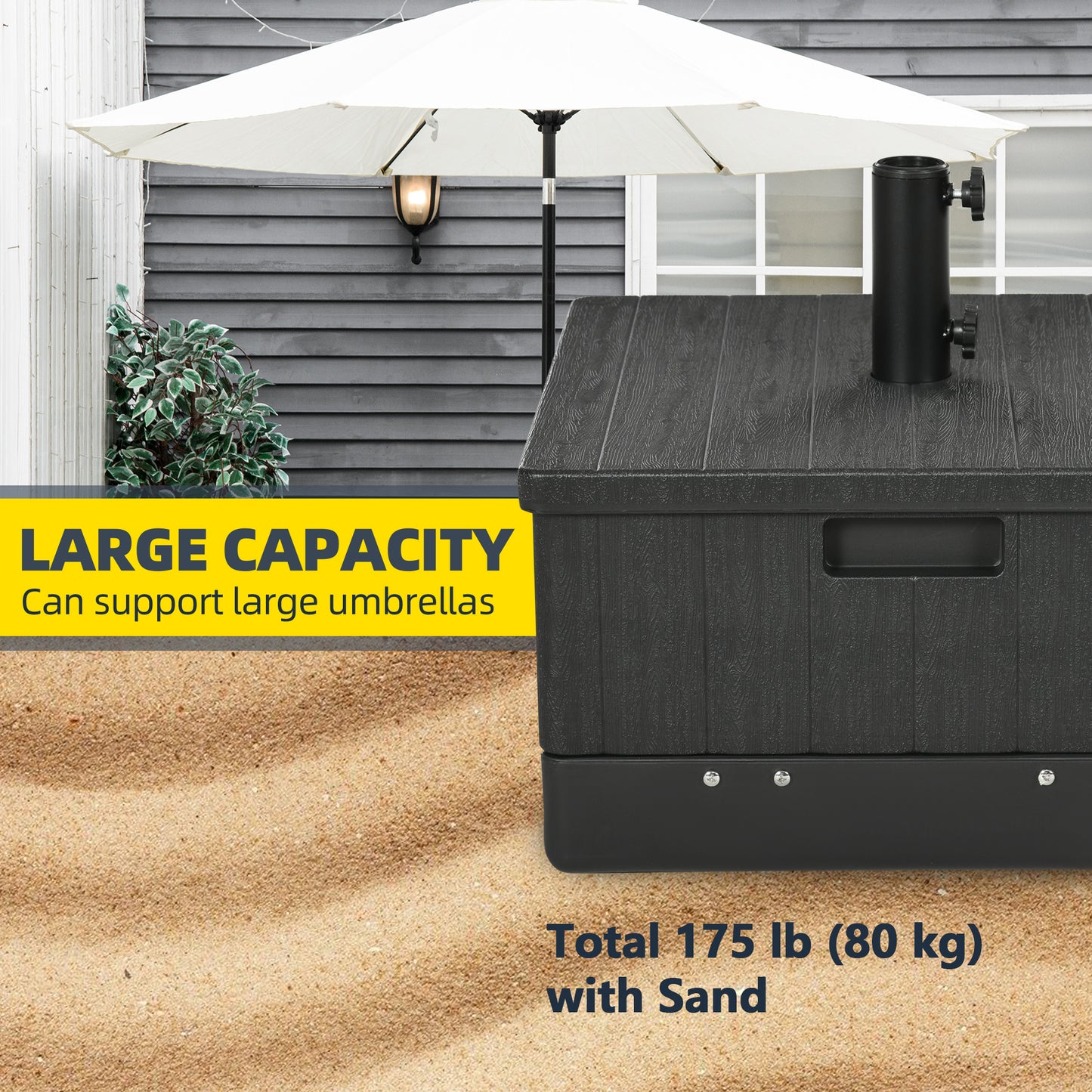 Base de parasol 3-en-1 avec roues 80 kg