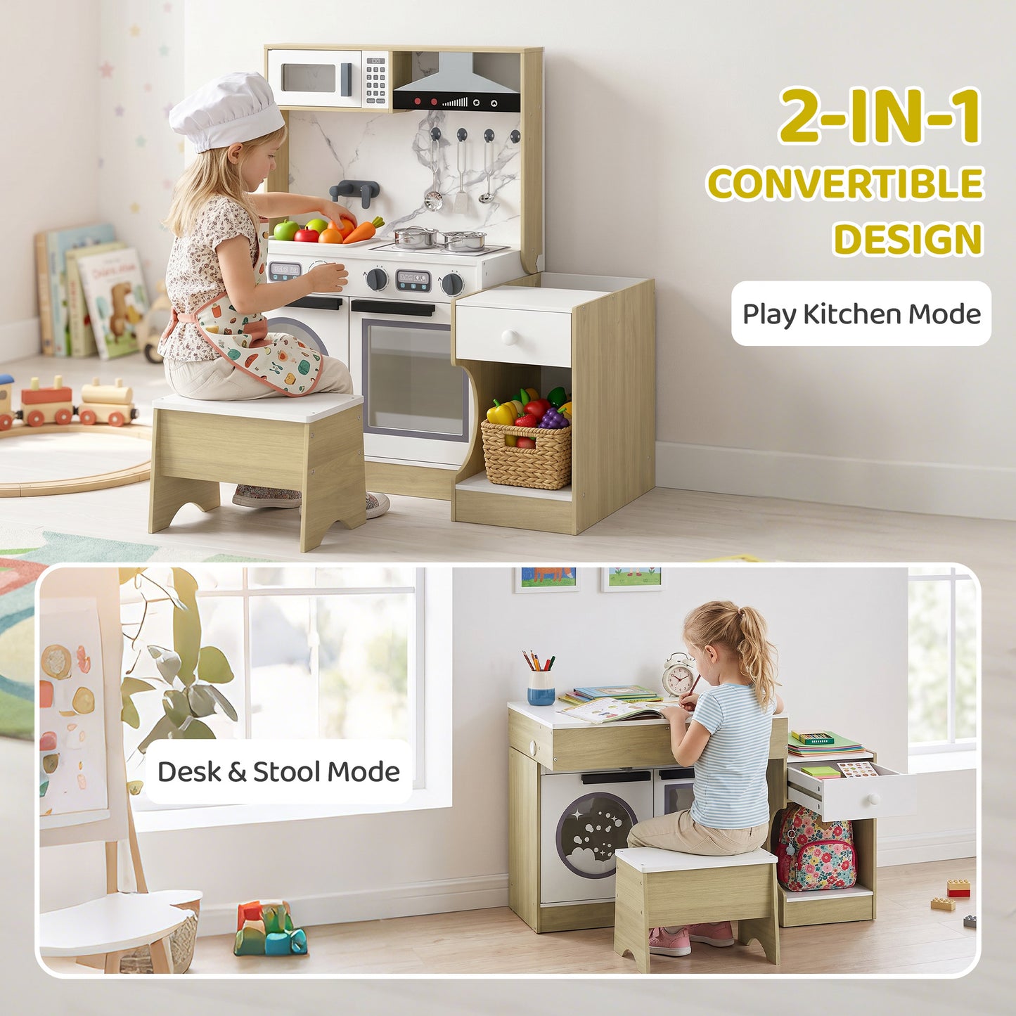 Cuisine jouet 2-en-1 convertible table et chaises