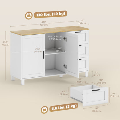 Buffet bahut portes à fermeture douce 3 tiroirs