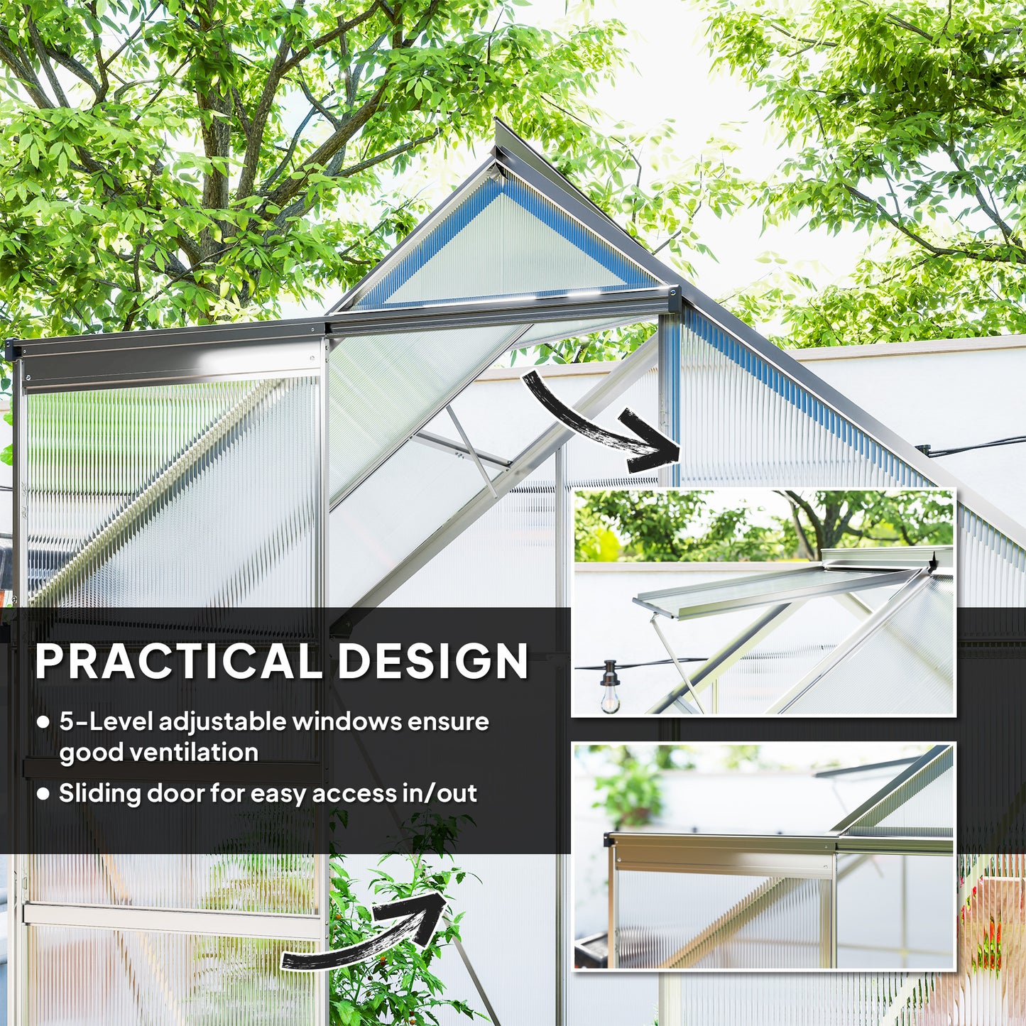 Serre de jardin polycarbonate 183 x 183 x 198 cm