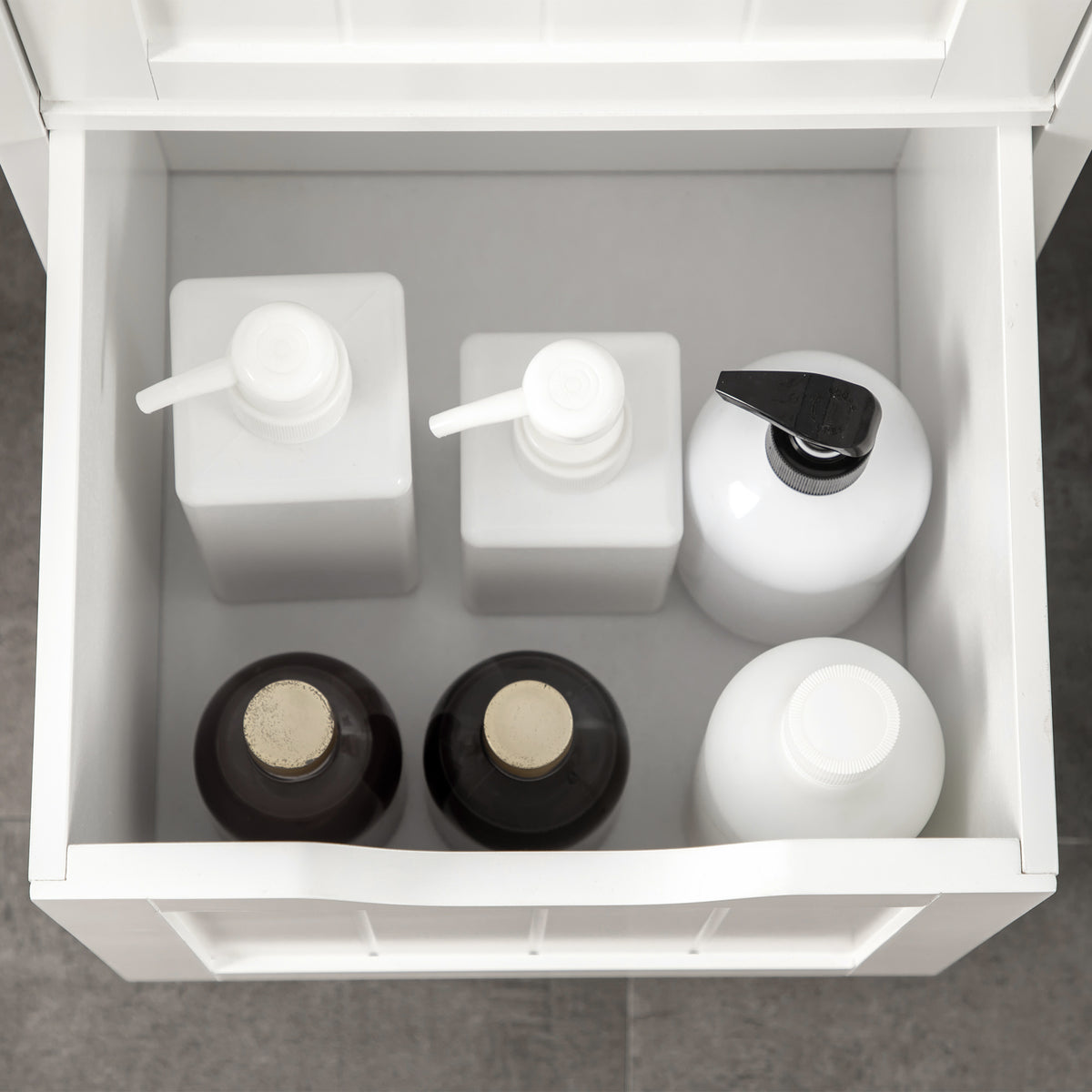 Meuble de salle de bain étroit autoportant à tiroirs