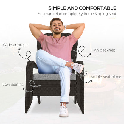 Fauteuil Adirondack rotin extérieur avec coussins