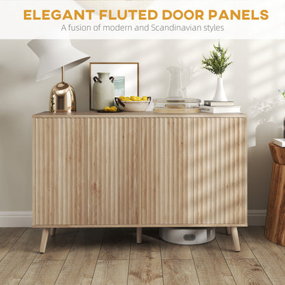 Buffet bahut cannelé moderne avec tablettes ajustables