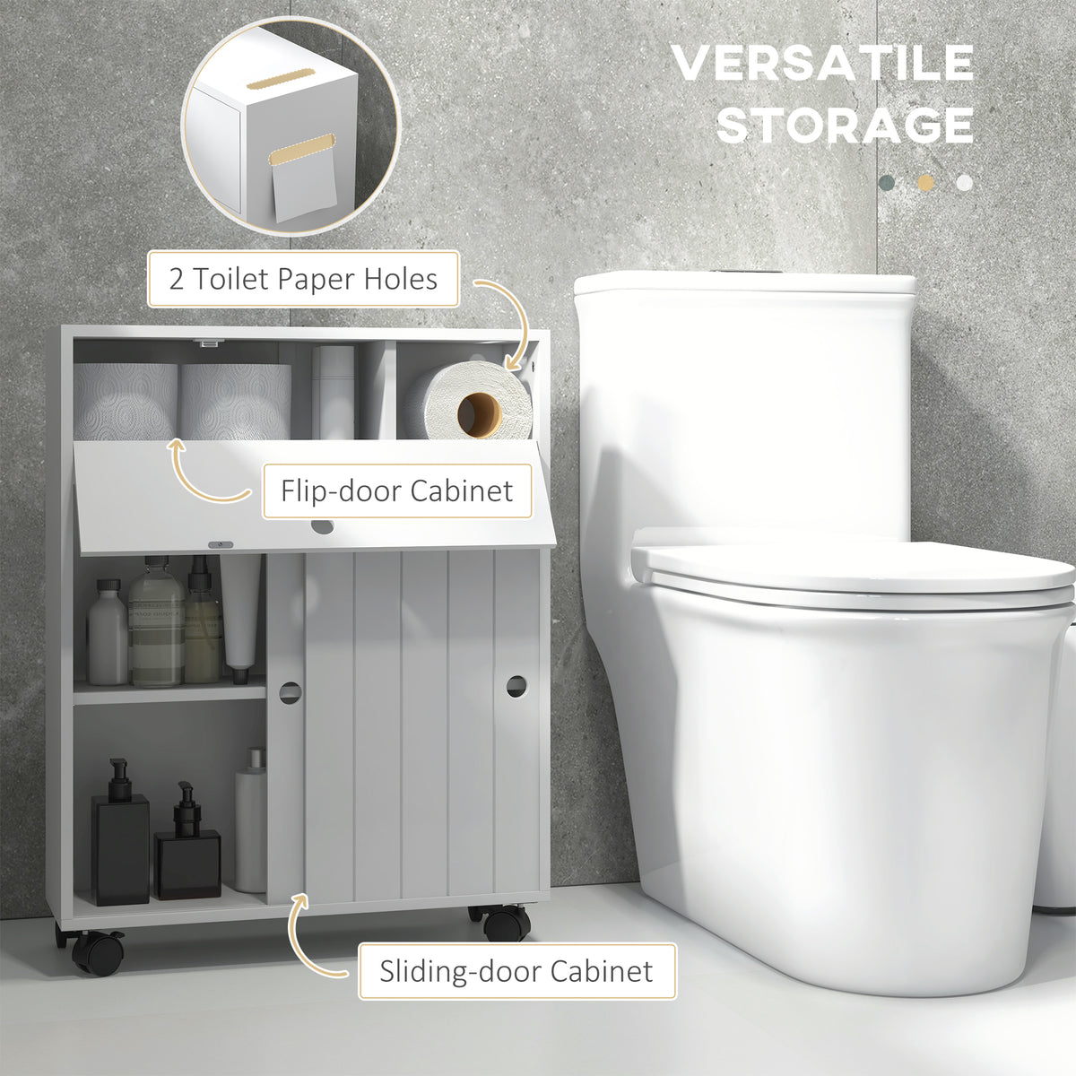 Meuble de rangement pour salle de bains mince sur roulettes