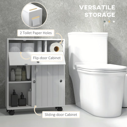 Meuble de rangement pour salle de bains mince sur roulettes