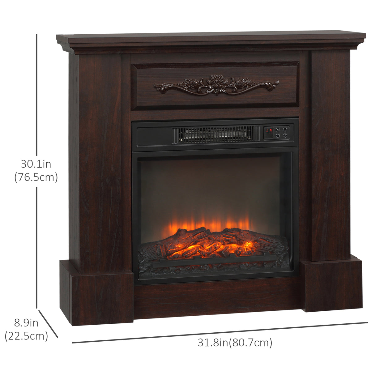 Foyer électrique avec manteau bois freestanding 1400W
