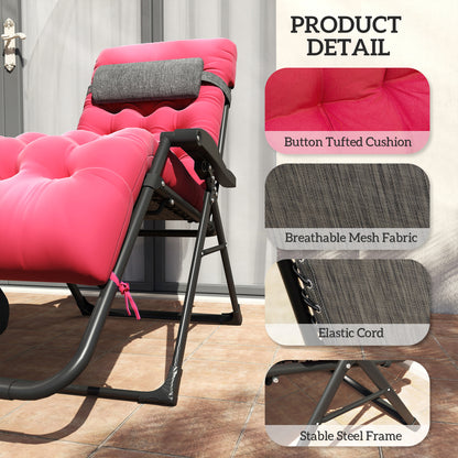Chaise longue pliante rembourrée avec porte-gobelet