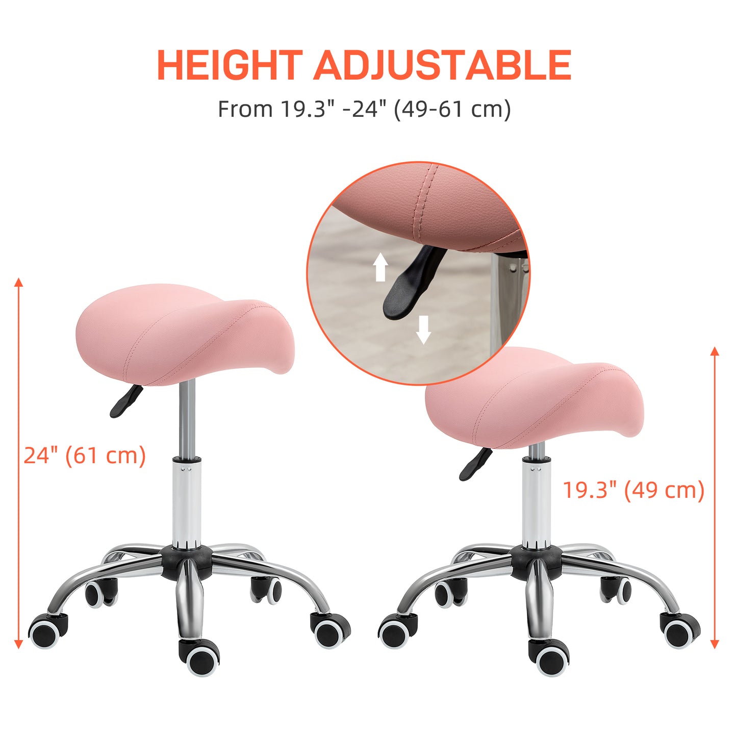 Tabouret selle ergonomique à roulettes réglable