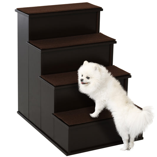 Escalier pour chien 4 niveaux bois MDF — café foncé