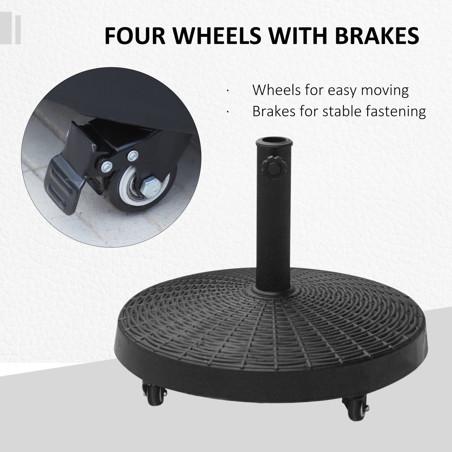 Base de parasol ronde 52 cm avec roues