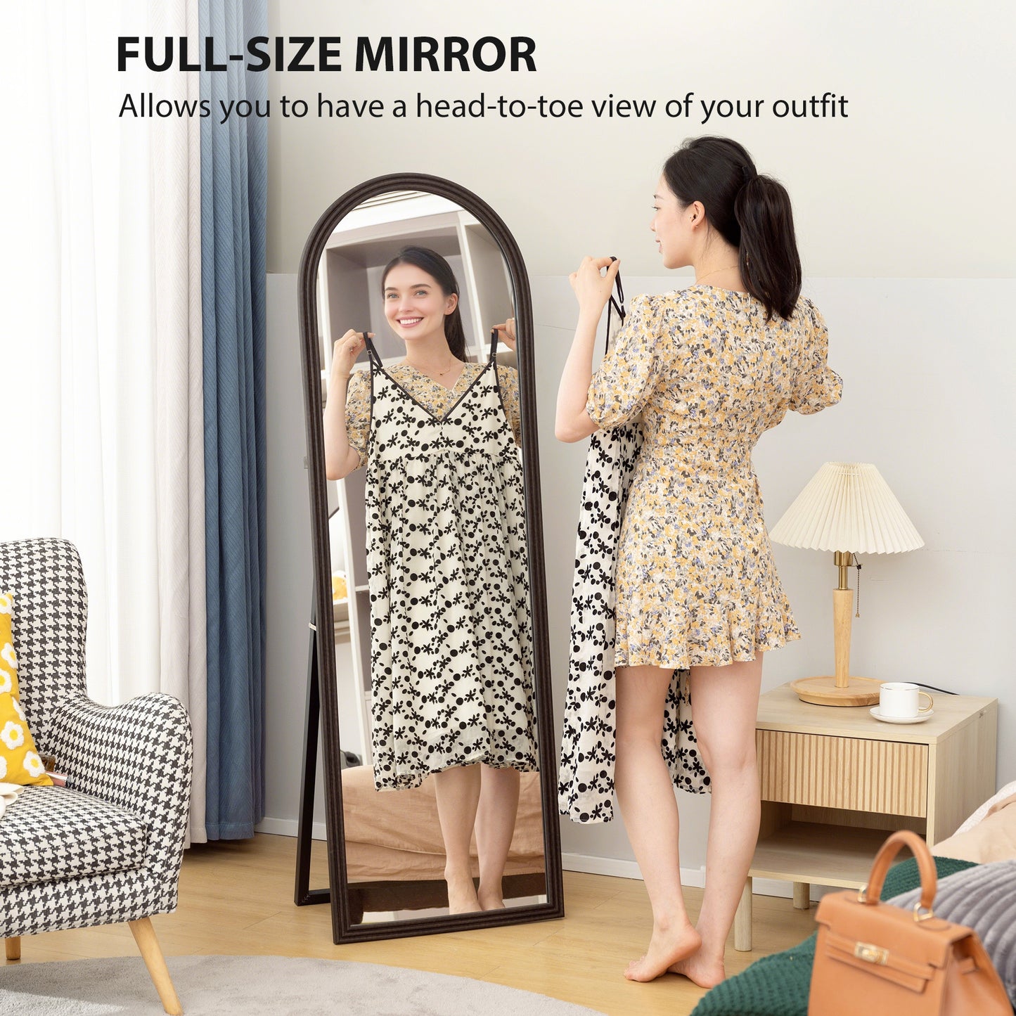 Miroir pleine longueur arqué sur pied 163 cm