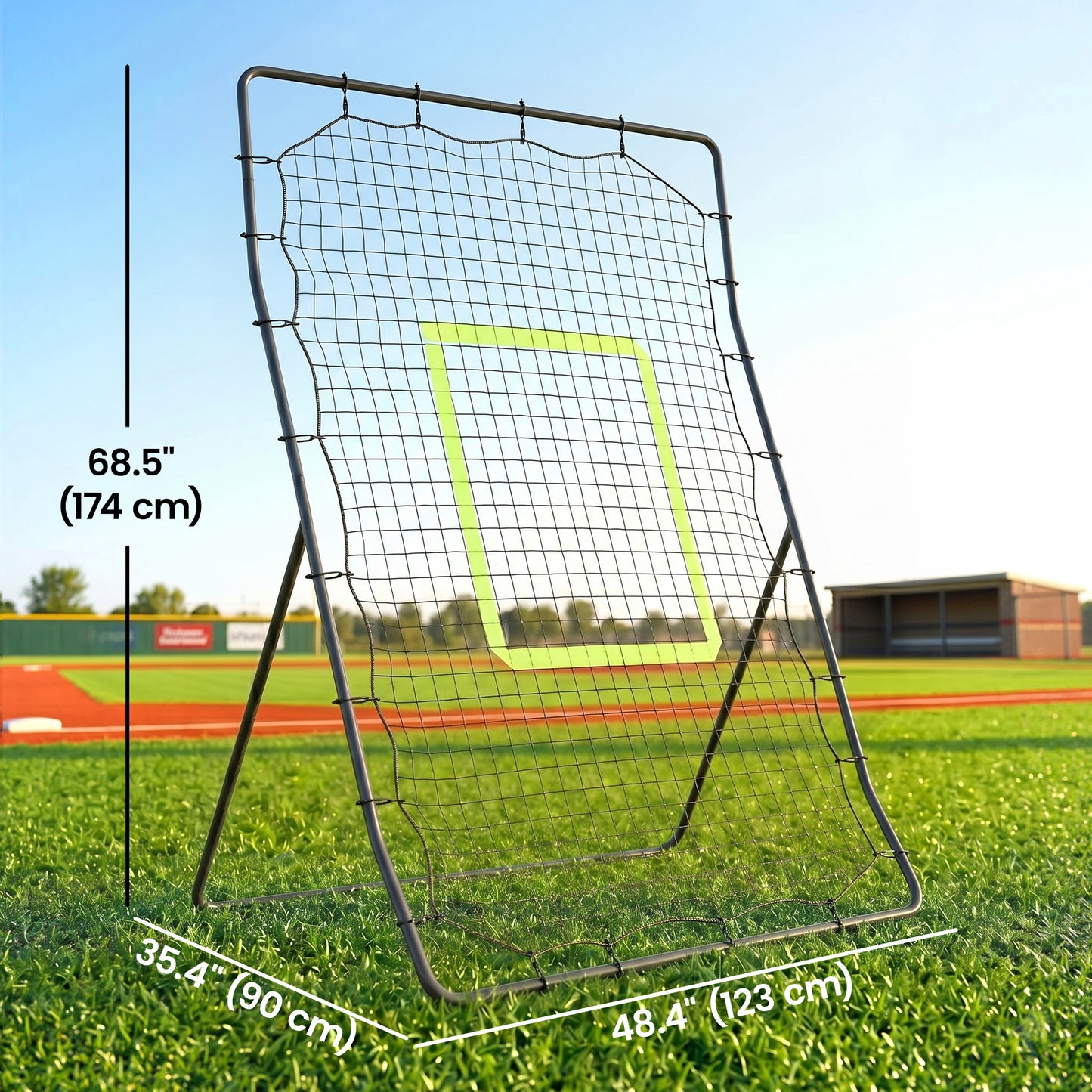 Filet rebondissant d'entraînement baseball avec zone de frappe