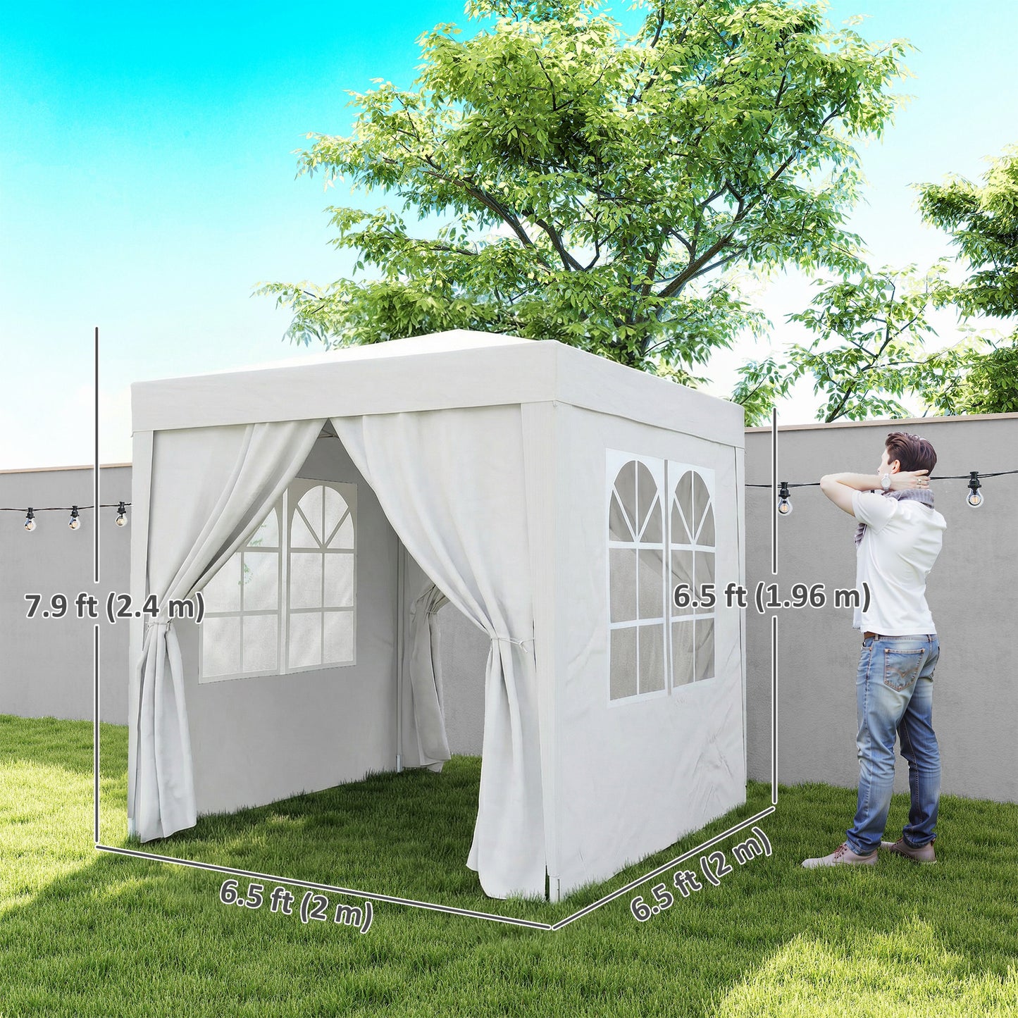 Tente de terrasse pop-up avec murs amovibles 2 m x 2 m