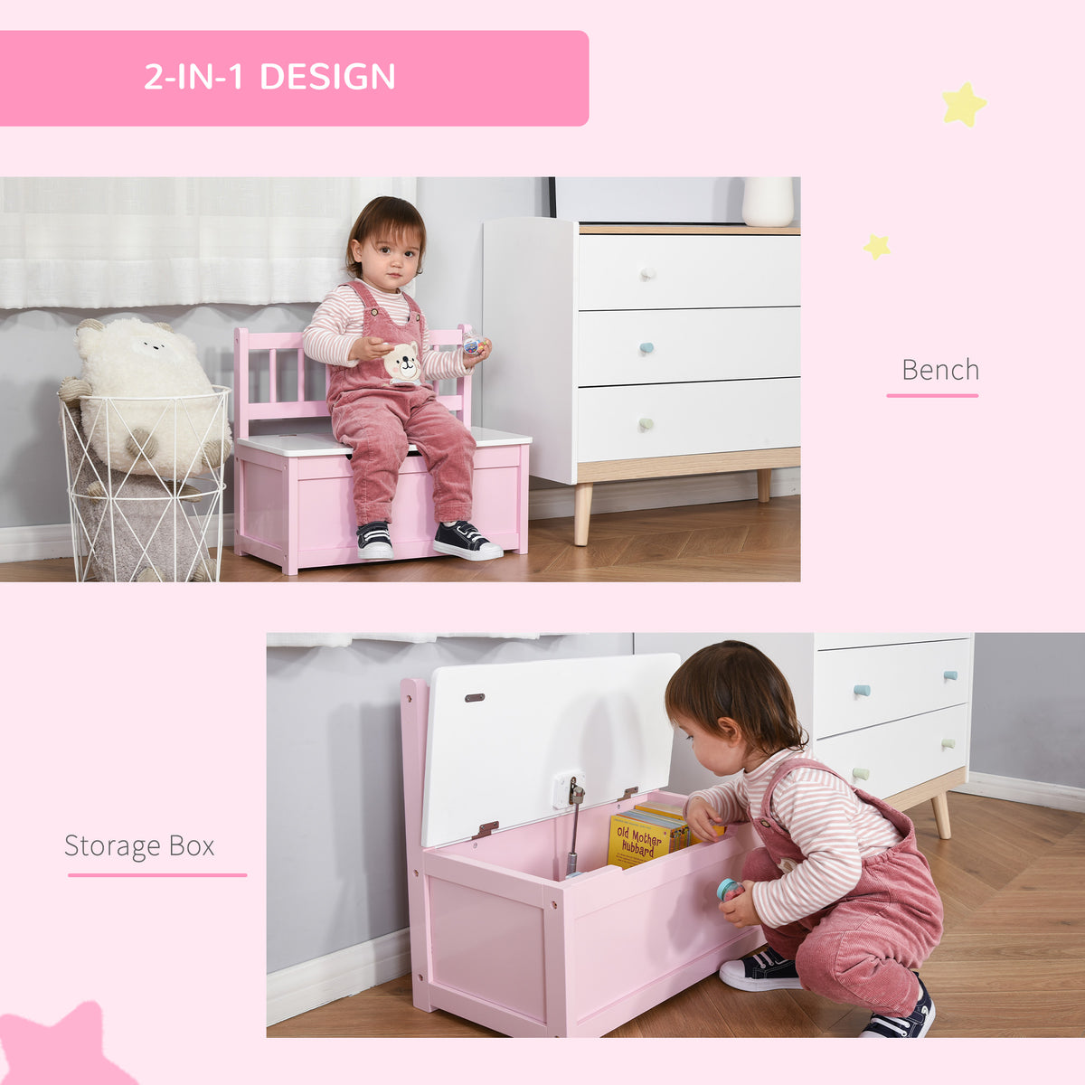 Coffre à jouets avec banc de rangement