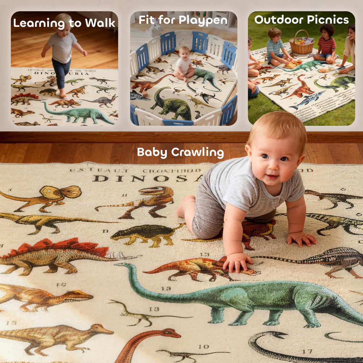 Tapis de jeu pour bébés motif dinosaure
