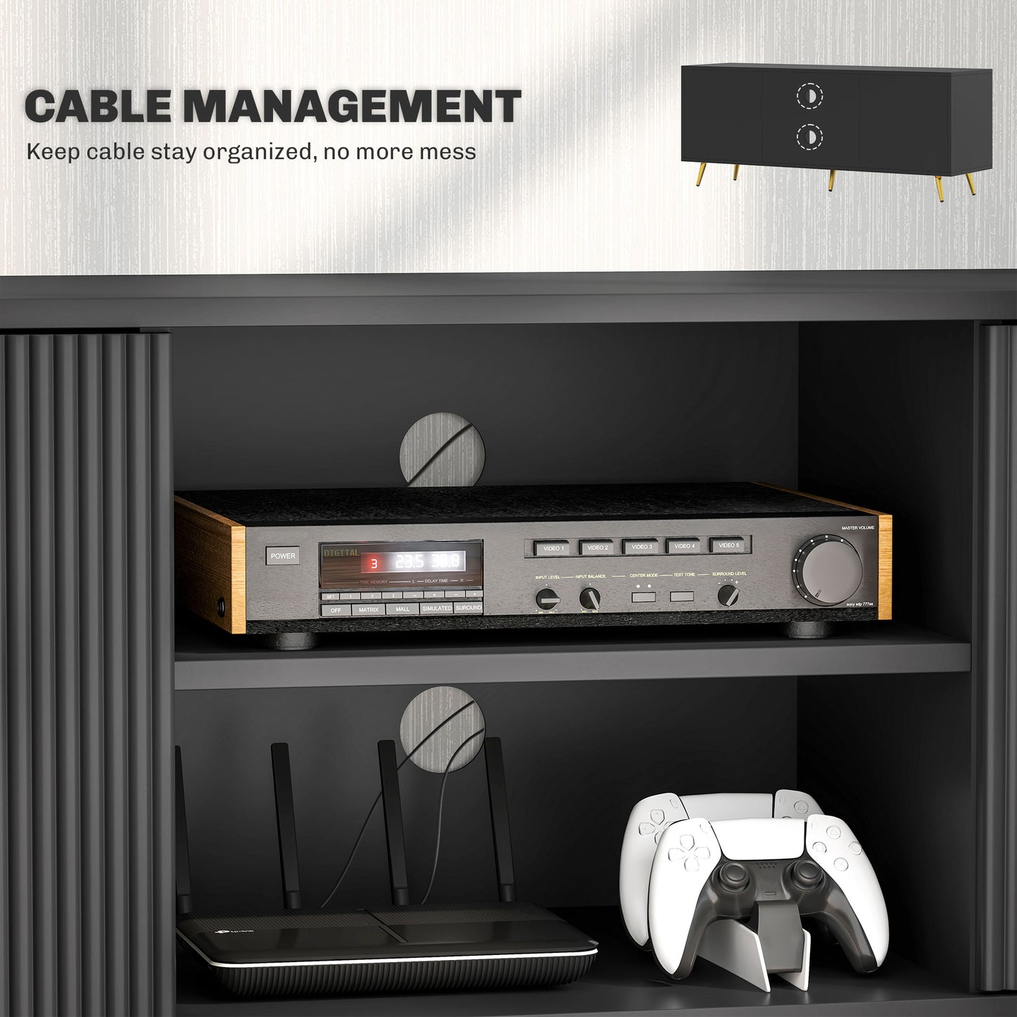 Meuble télé moderne avec rangement 55 pouces