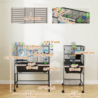 Cage pour hamster roulante à 3 niveaux
