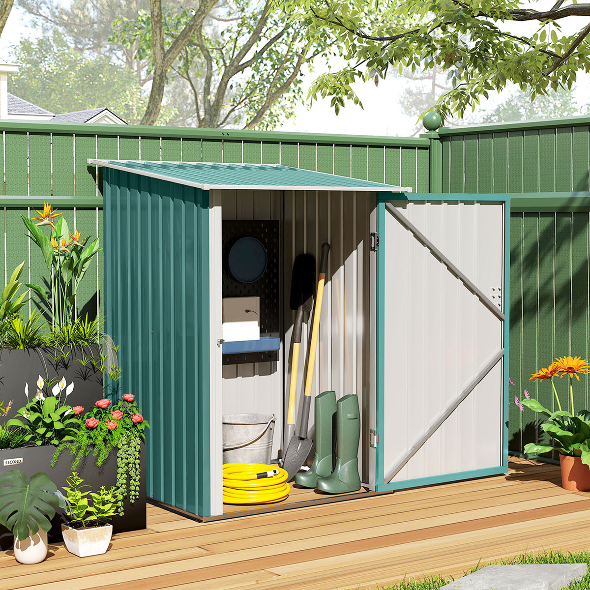 Remise de jardin en acier galvanisé avec porte verrouillable