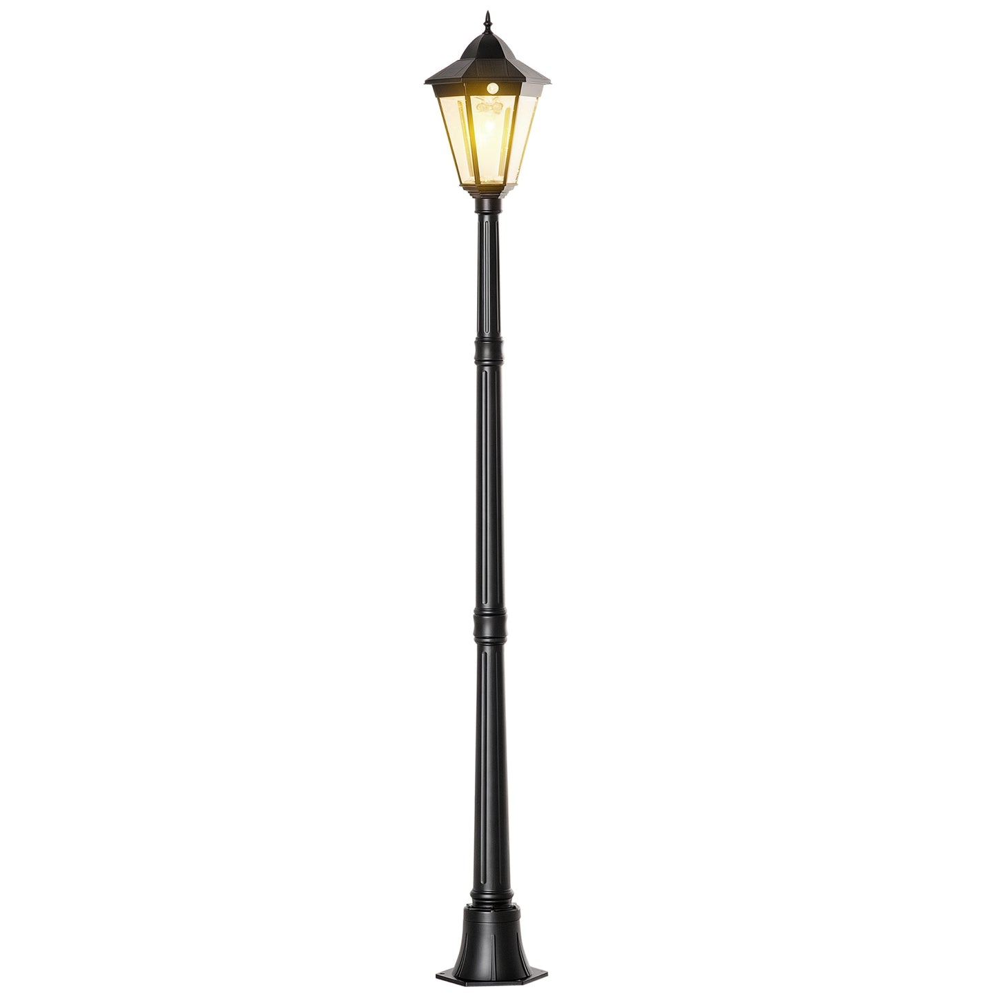 Lampadaire Solaire Outsunny 196cm Détecteur Mouvement Extérieur Noir