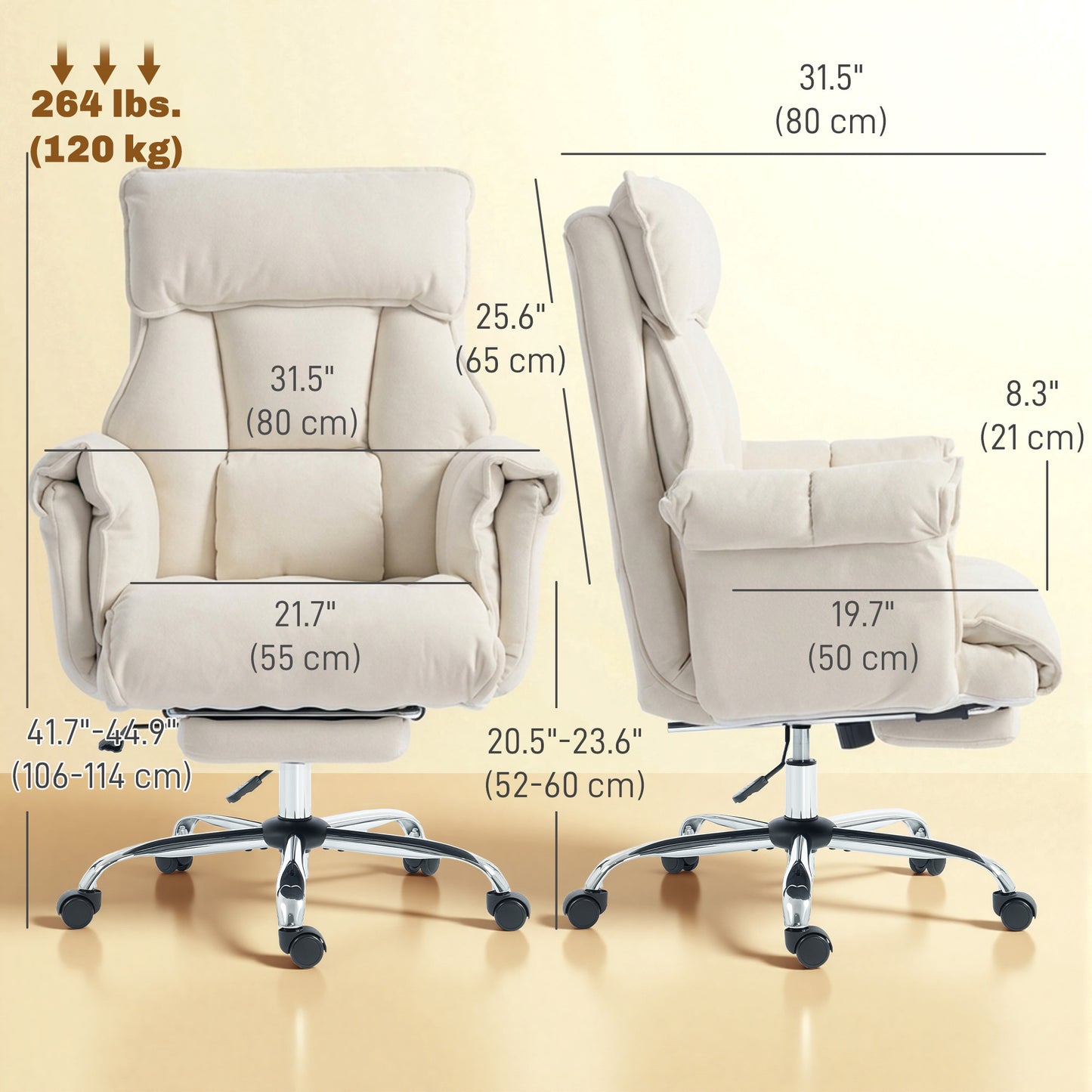 Chaise de bureau inclinable avec repose-pieds et appuie-tête