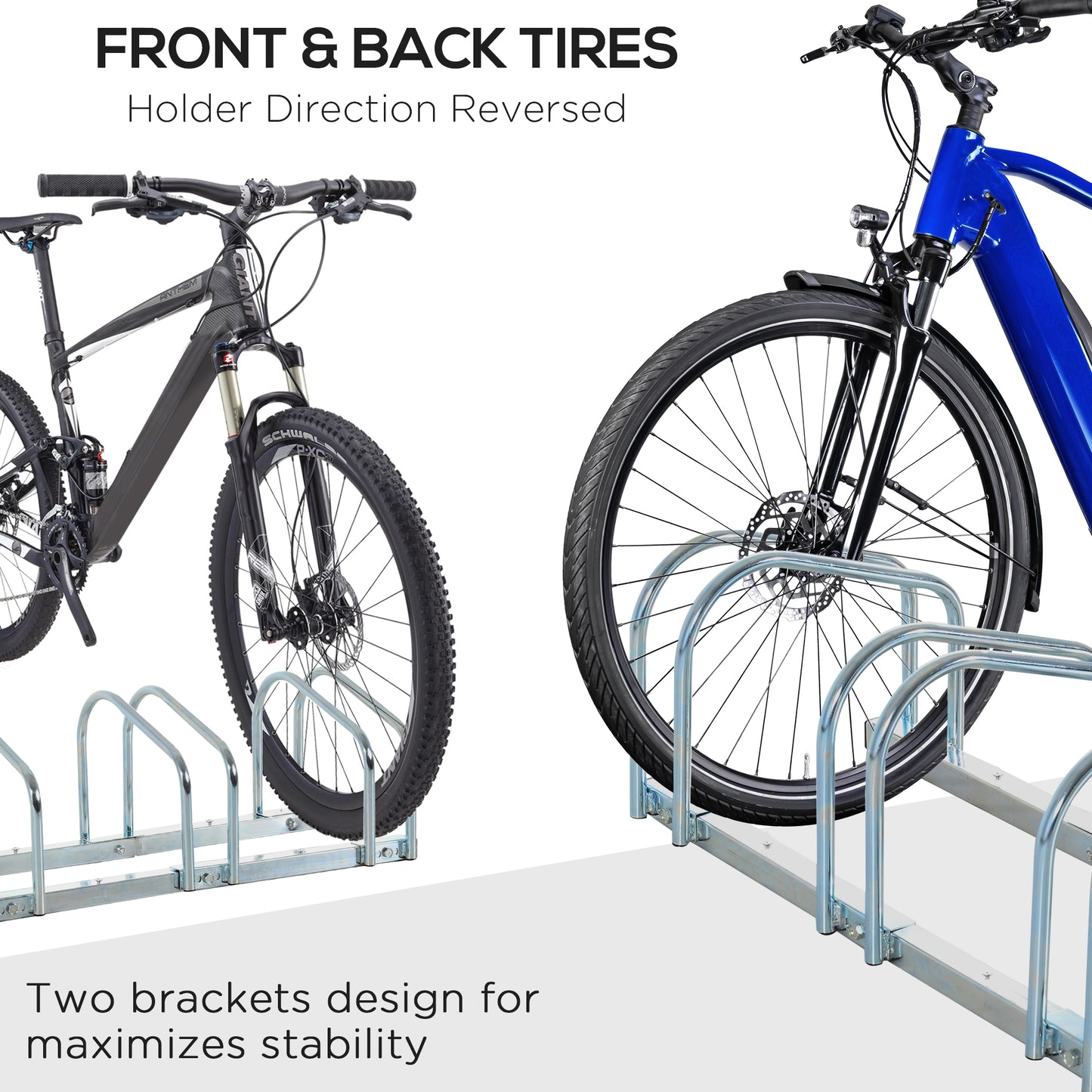 Rangement vélos au sol pour 5 bicyclettes