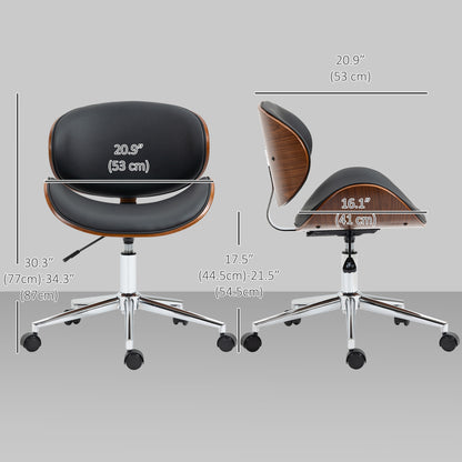 Chaise de bureau pivotante simili-cuir et bois courbé