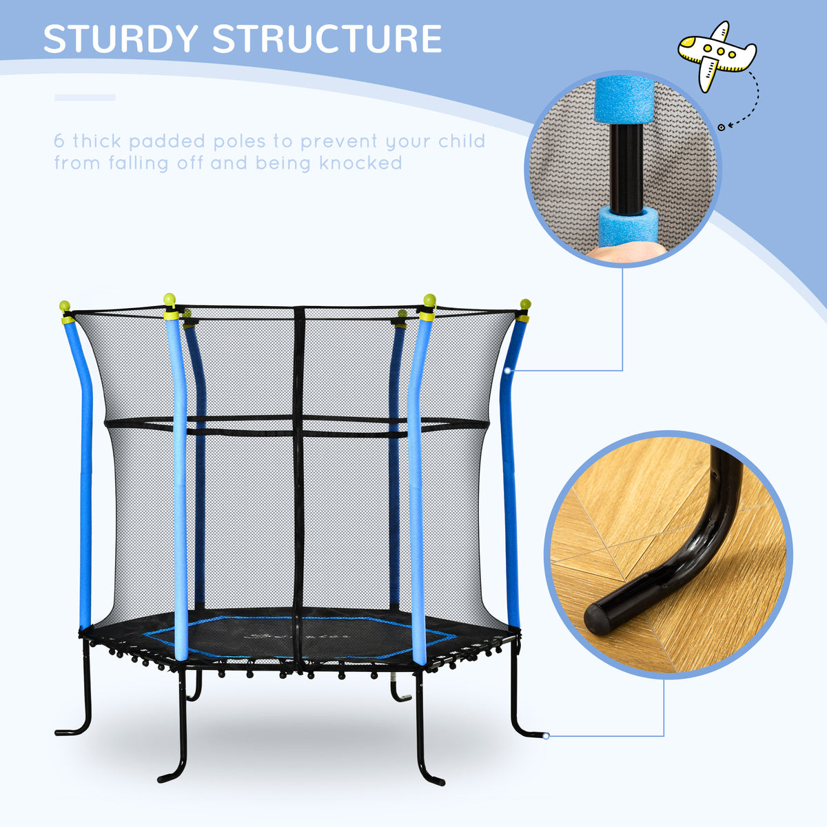 Trampoline intérieur pour enfants avec filet de sécurité