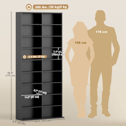 Étagère à médias 9 niveaux 18 compartiments
