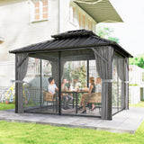 Gazebo Hardtop 10' x 12' Toit Acier Galvanisé Cadre Aluminium