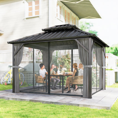 Gazebo Hardtop Outsunny 10' x 12' Toit Acier Galvanisé Cadre Aluminium