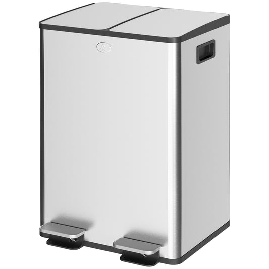 Poubelle double à pédale 2 x 28 litres