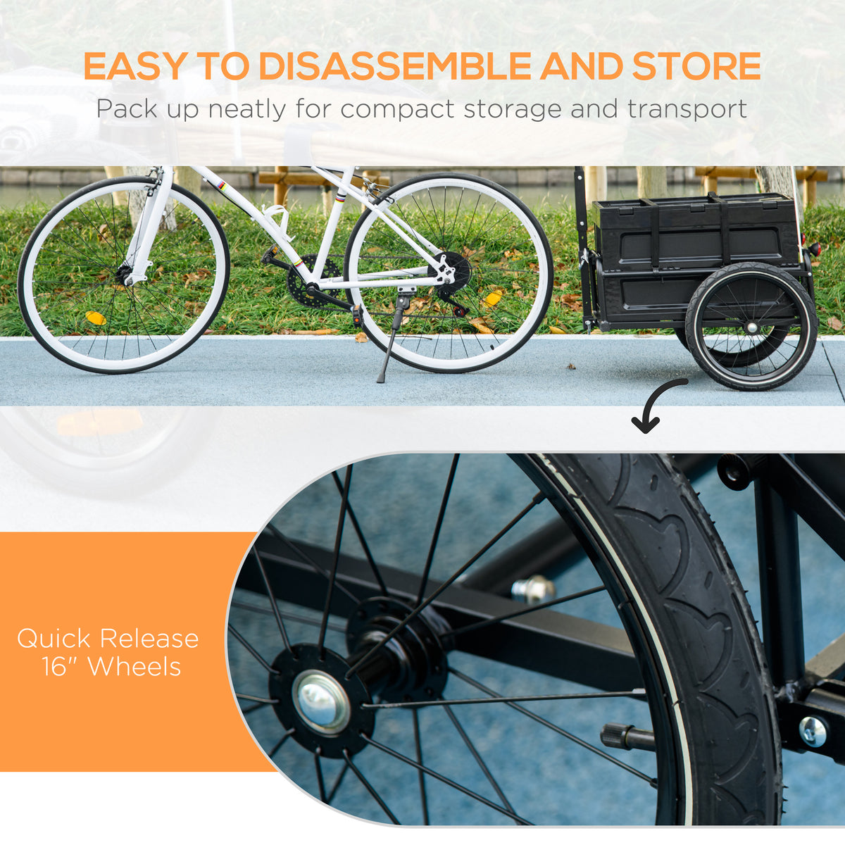 Remorque de vélo en acier pour chargement pliable
