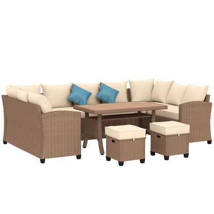 Outsunny 6-Piece Patio Set - Outdoor PE Rattan Furniture Khaki