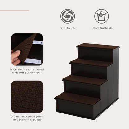 Escalier pour chien 4 niveaux bois MDF — café foncé
