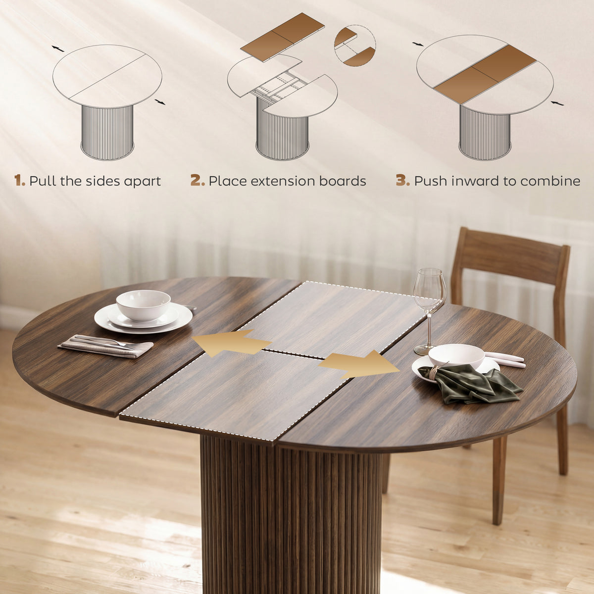 Table à manger extensible 110-150 cm — Noyer