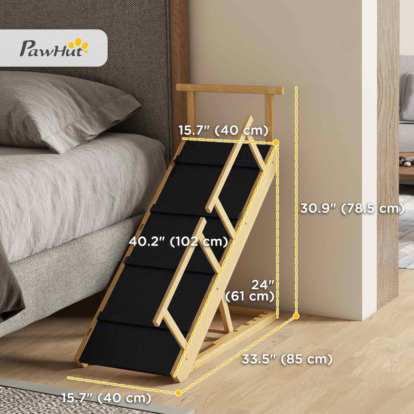Escalier pour chien réglable en bois de pin