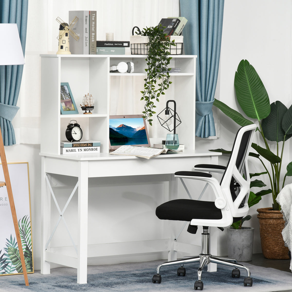 Bureau d'ordinateur avec huche de rangement