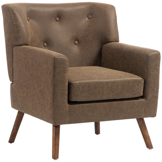 Fauteuil d'appoint style mid-century en similicuir