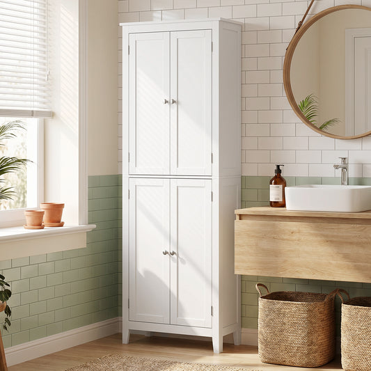 Armoire salle de bain étroite autoportante à étagères ajustables