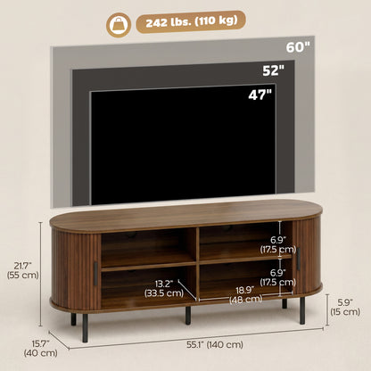 Meuble télé portes coulissantes courbées 152 cm