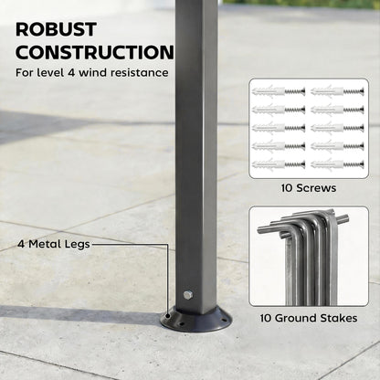 Gazebo de patio double toit avec auvent extensible