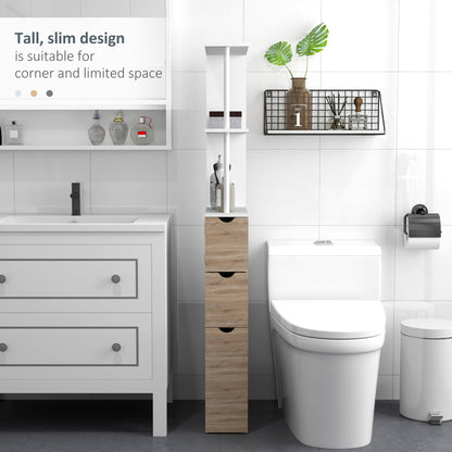Meuble de rangement étroit pour salle de bains en bois