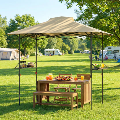 Gazebo de barbecue escamotable UPF 50+ avec 2 tablettes