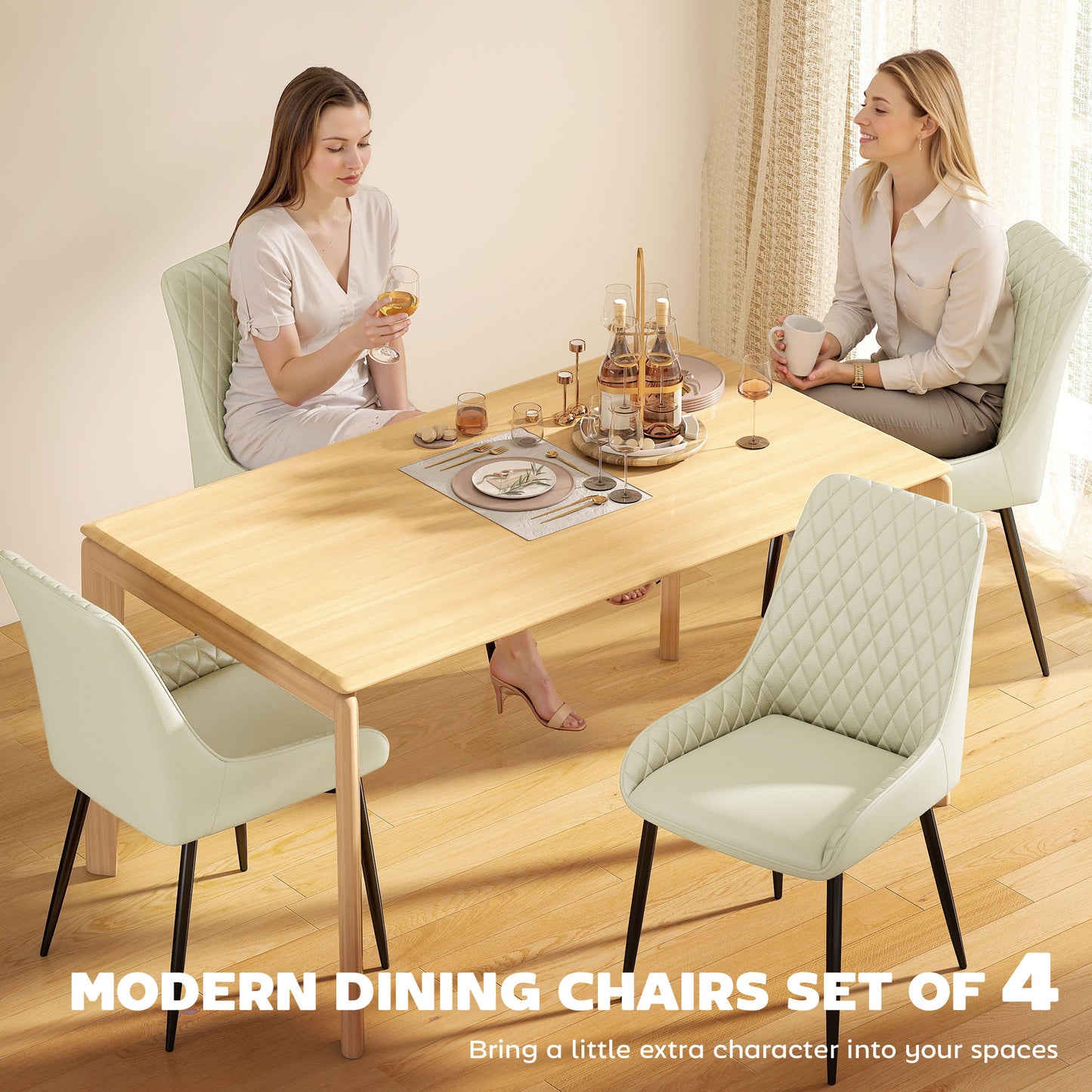 Chaises de salle à manger capitonnées ensemble de 4